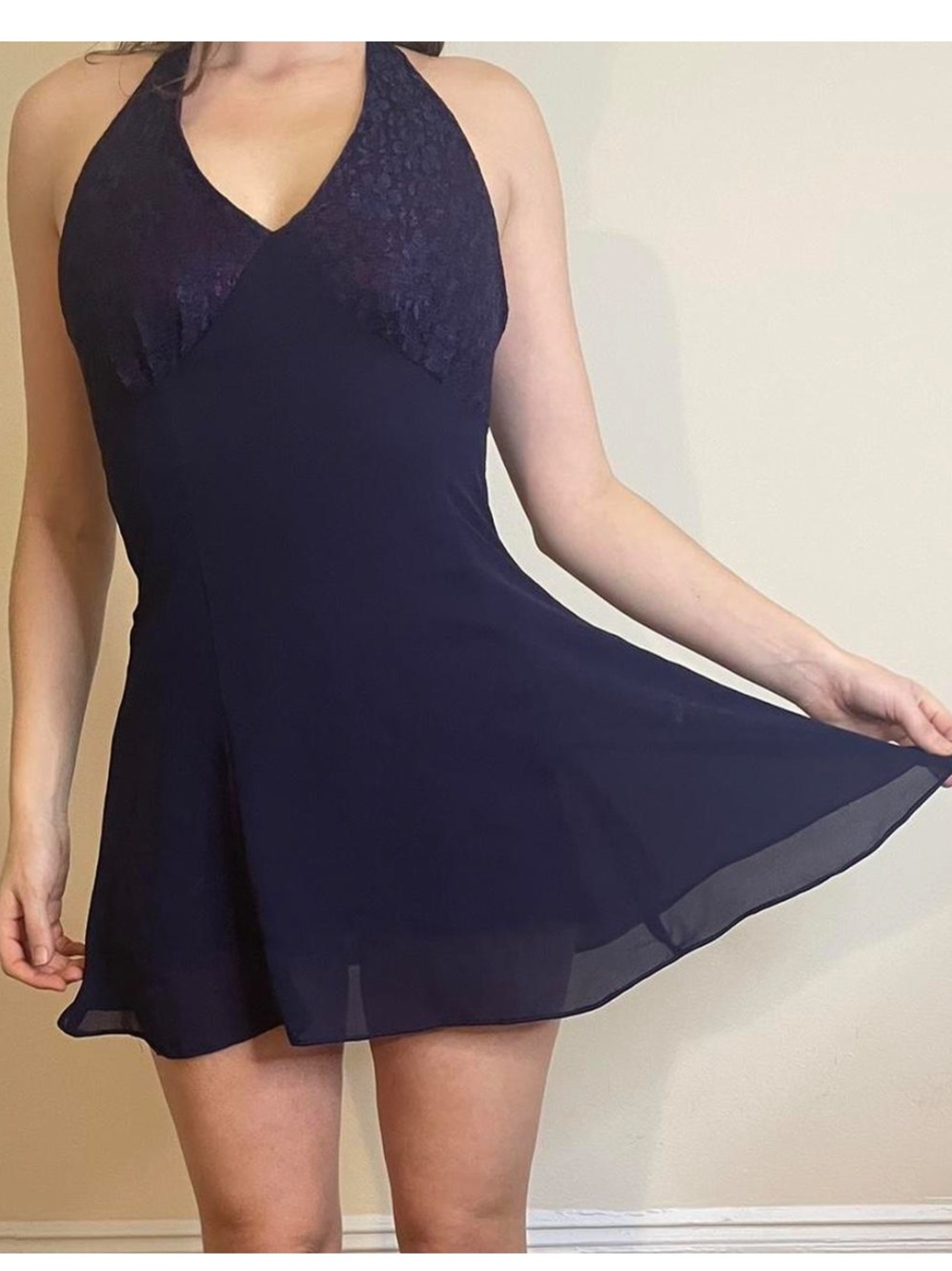 Boulevard de Paris Vintage 90s Halter Fit-and-Flare Dress Purple Skater
